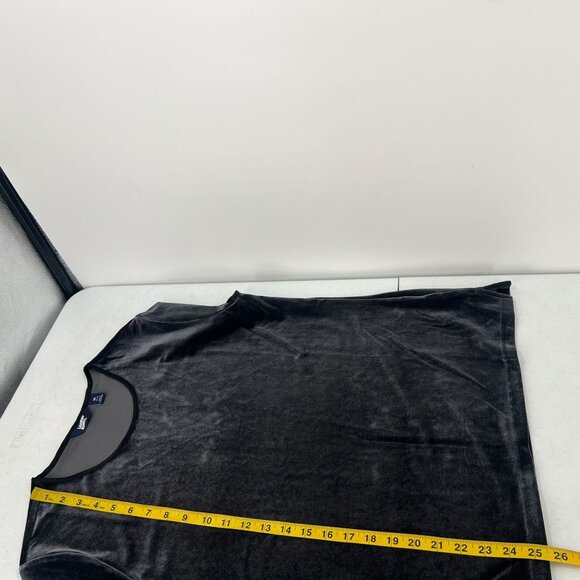 Lands' End Size 10/12 Black Gray Velvet T-Shirt Cozy Soft Holiday Layering - Picture 6 of 10